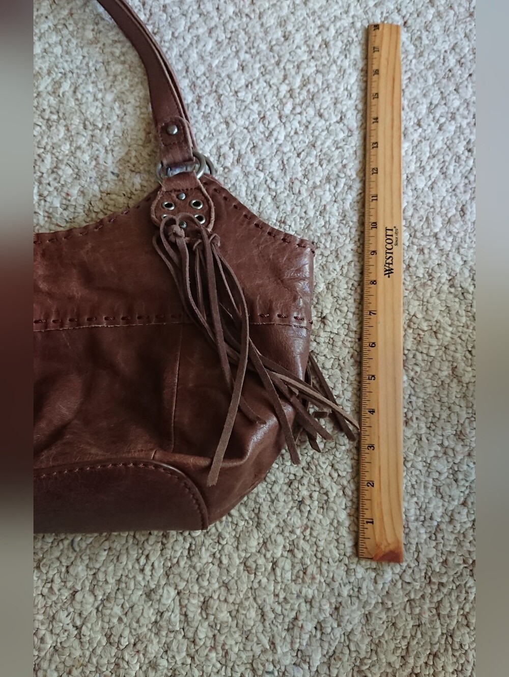 The Sak Indio large brown leather hobo shoulder bag with fringe tassels - Picture 12 of 14